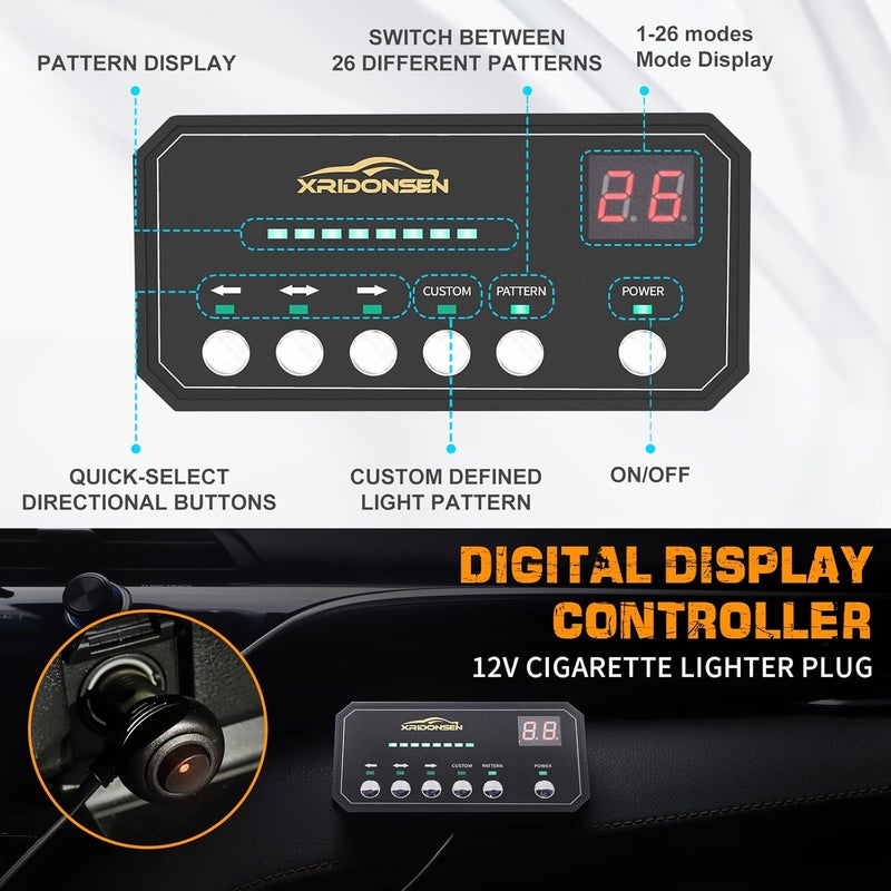 XRIDONSEN 35 inch Traffic Advisor Light Bar 144 LED Blue White Emergency Lights Warning Flashing Safety Windshield strobe Firefighter Police Lights w/Controller for Law Enforcement Vehicles Trucks - Image 4